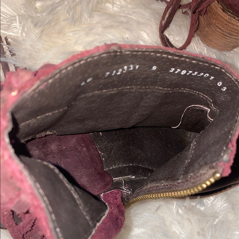 LIBERTY Black Purple Ankle Boots with Stylish Fringe - Picture 8 of 10